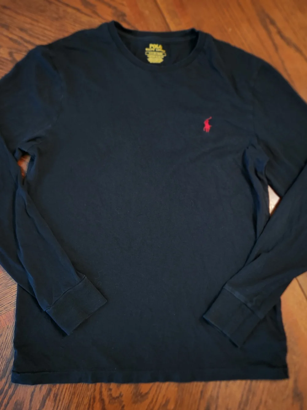 Polo Ralph Lauren Size S Custom Slim-Fit Black Long-Sleeve Crewneck Tee Shirt
